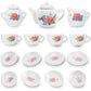 Liberty Imports 17 Piece Rose Flower Miniature Porcelain Ceramic Tea Set - Pretend Play Kids Toy Mini Kitchen Playset