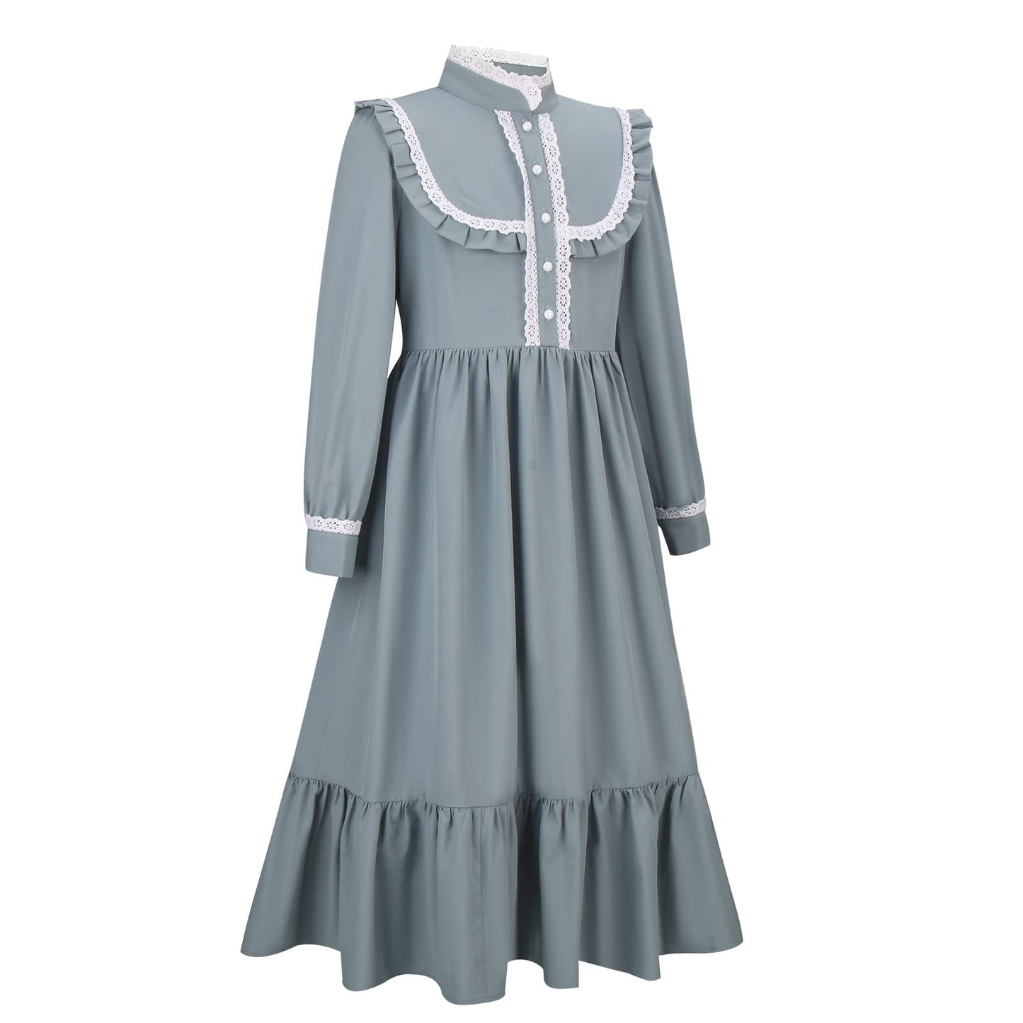 Todollcos GirlsHarriet Tubman Costume Pioneer Colonial Dress Victoria Retro Rustic Skirt Kids Cosplay Outfits Party (Blue, 110cm