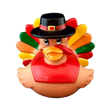3' Thanksgiving Turkey Rubber Duck [Floats Upright] - Baby Safe Bathtub Bathing Toy
