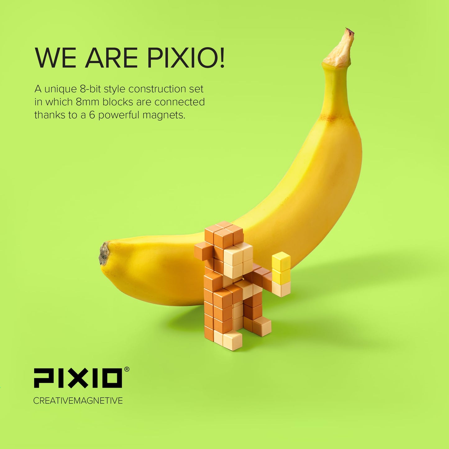 Pixio-200 - Tiny Magnetic Blocks Building Toy In The Pixel Art Style With Free App - 5/16' Plastic Cubes With 6 Magnets Inside - Open Ended Toy - Creativity Toy For Ages 6+