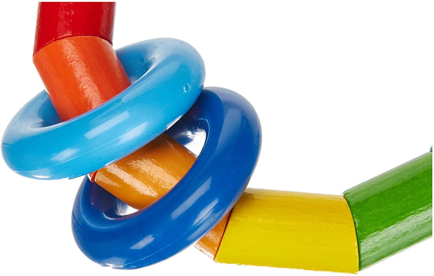 HABA Wooden Rainbow Teething Rattle Toy for Babies 0-18 Months - Kringlering Wood Grasping Toy with Plastic Rings - Sensory Toys