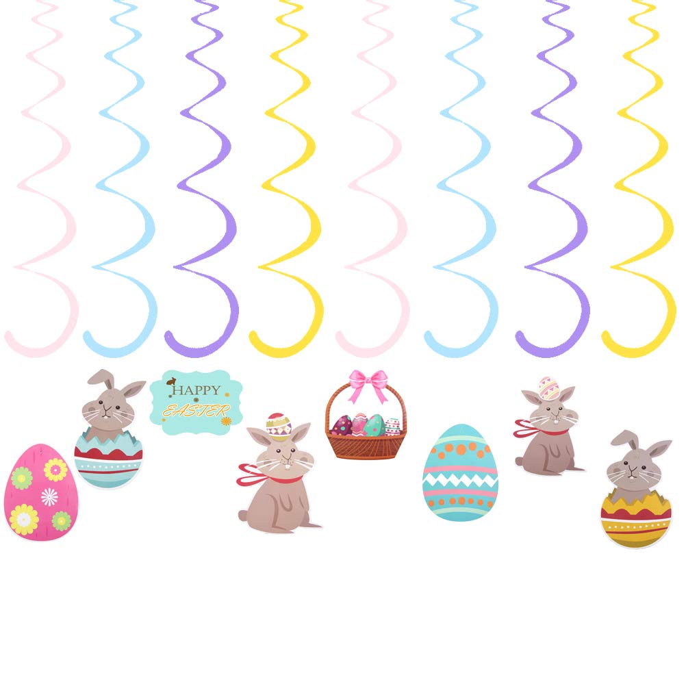 8 Sets Easter Party Spiral Hanging Pendants Easter Festival Swirls Decorations
