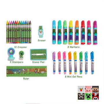 Minecraft Kids Deluxe Activity Set With Carrying Tin, Coloring Sheets, Tattoos, Stickers, & Art Supplies