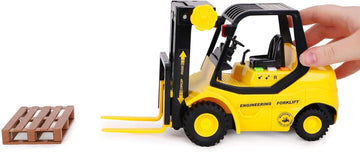 Toyland® Friction Powered Forklift Pallet Truck - 23cm, Yellow, 1:16 Scale, Lights & Sound, Ages 3+