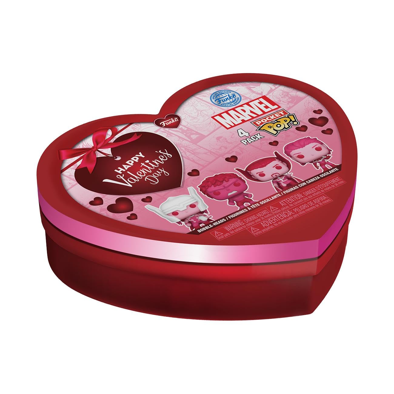 Funko Pocket Pop: Marvel Classic Val Box 4 Pack Happy Valentines Heart Shaped Gift Box Avengers