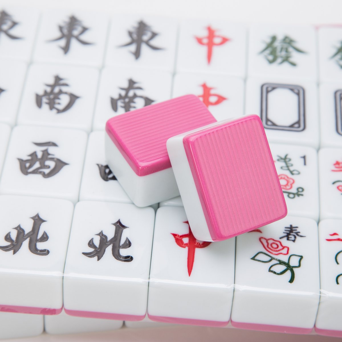 THY COLLECTIBLES Mahjong Game Set 144 Tiles + 2 Spares, Pink Melamine, Model GAM210
