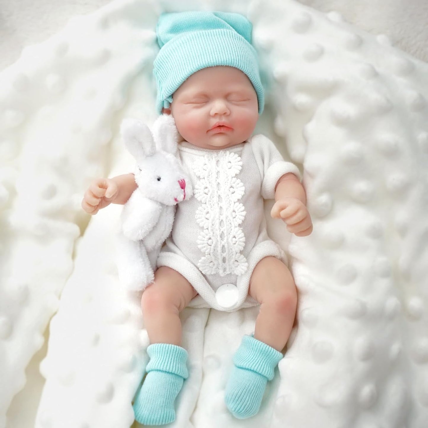 Mire & Mire 7 Inch Full Body Silicone Baby Dolls That Look Real,Not Vinyl Dolls,Real Platinum Doll Bald,Soft Lifelike Newborn -