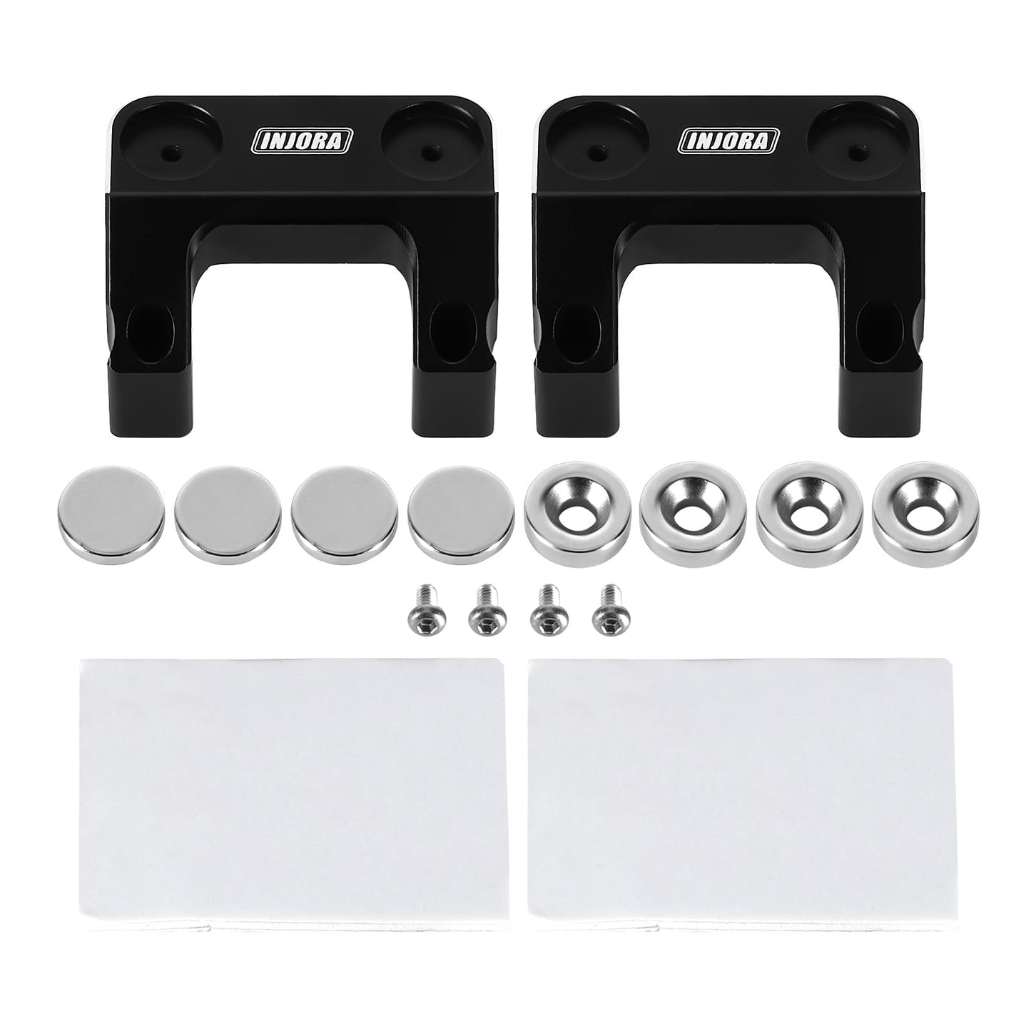 INJORA Magnetic Body Mount for FMS FCX18 LC80 1/18 RC Crawler, Small, Black, Aluminum, Model FCX18-06