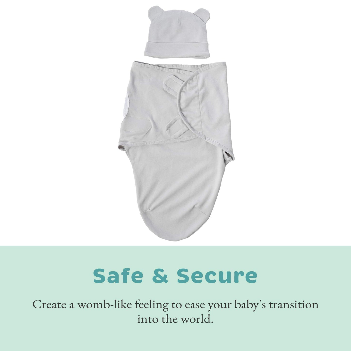 Baby Swaddle  100 cotton Adjustable hook and loop Newborn Blanket Wrap - with Novelty Hat Beanie