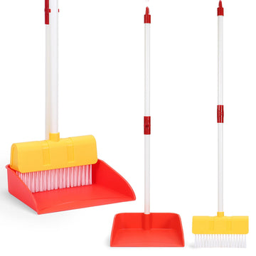 Limiroler Kids Cleaning Toy Set Toddlers Broom 2 Pcs - Kids Broom And Dust Pan Set For Housekeeping Pretend Play Cleaning Set, C