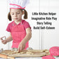 Chef Set for Kids,11pcs Kitchen Costume Role Play Kits, Girls Apron with Chef Hat,Cooking Mitt and Cookie Cutters (Rose red)