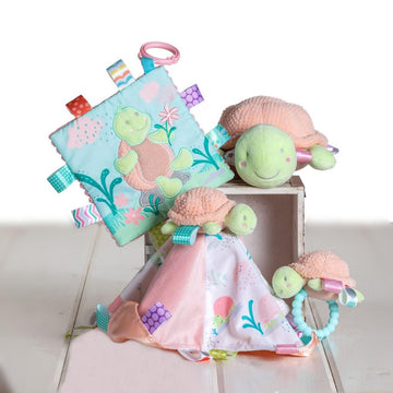 Taggies Crinkle Me Toy with Baby Paper & Squeaker with Sensory Tags  6 x 6-inches  Tippy Turtle