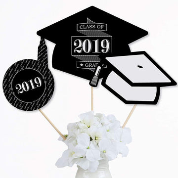 Big Dot Of Happiness Graduation Cheers - 2025 Graduation Party Centerpiece Sticks - Table Toppers - Set Of 15