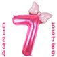 Kwuz 40 Inch Pink Number 7 Balloon with Mini Bow Balloon for Girls 7th Birthday Decorations, Pink Girl Mouse Princess Western Co
