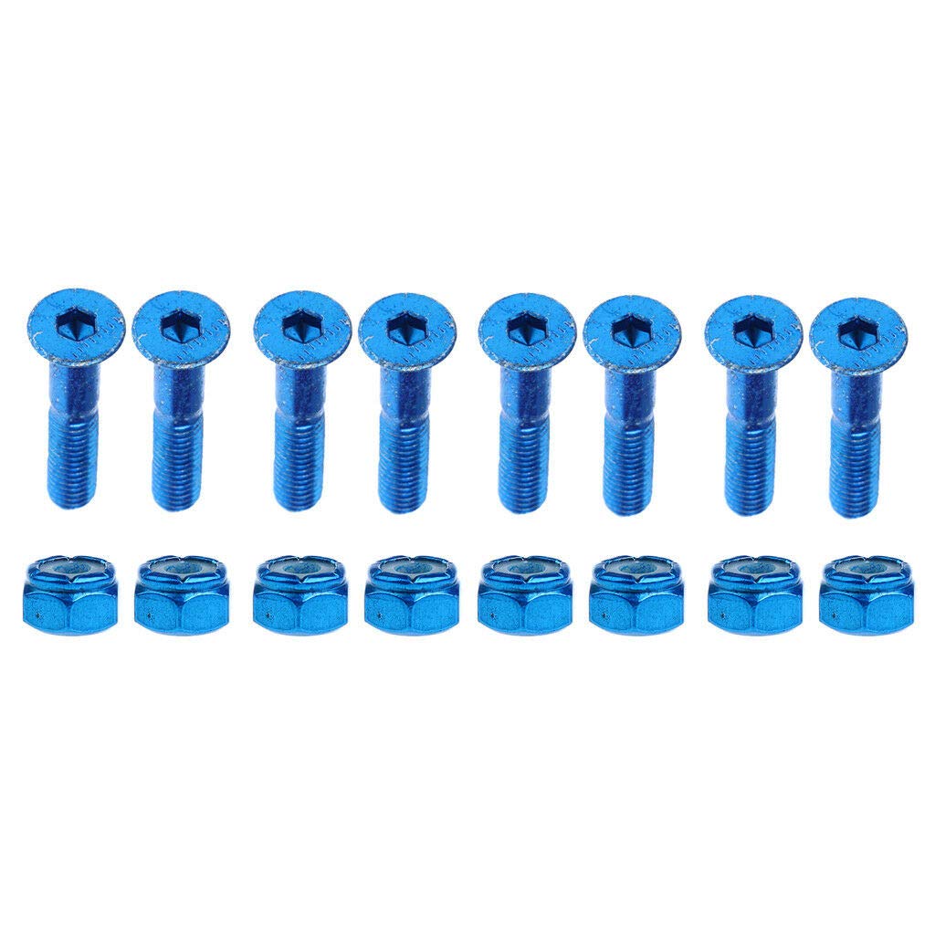 3NH 8pcs Replacement Skateboard Truck Hardware Longboard Screws Bolts Blue