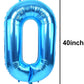 Toniful 40 Inch Blue Large Numbers Balloon 0-9 Birthday Party Decorations,Foil Mylar Big Number 4 Balloon Digital 4 For Birthday