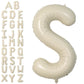 Letter Balloons Beige,40 Inch Letter S Balloons,A-Z Alphabet Name Foil Balloons,Big Single Cream Aluminum S Word Balloons Helium
