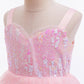 Szytypyl Wicked Glinda Costume for Girls Witch Pink Sequins Tulle Dress Up