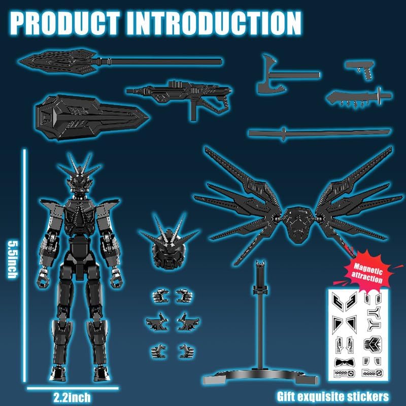 T13 Action Figure 2-Pack Set  Titan 13 Robot 3D Printed Already Assembled Collectible Toy with Dummy 13 Figure for 6 7 8 9 10 11 12 Years old Kids Gift  Titan13 & T-13 Model Kit for Kids & mature-themeds