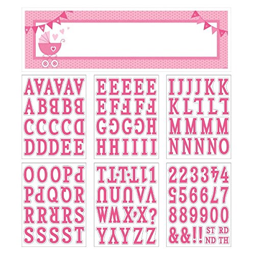 Celebrate Baby Girl Shower Party Customizable Giant Sign Banner Decoration, Pink and White, Plastic , 65 x 20