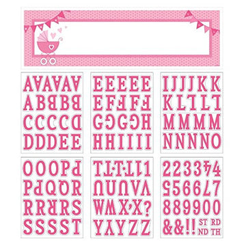Celebrate Baby Girl Shower Party Customizable Giant Sign Banner Decoration, Pink and White, Plastic , 65 x 20
