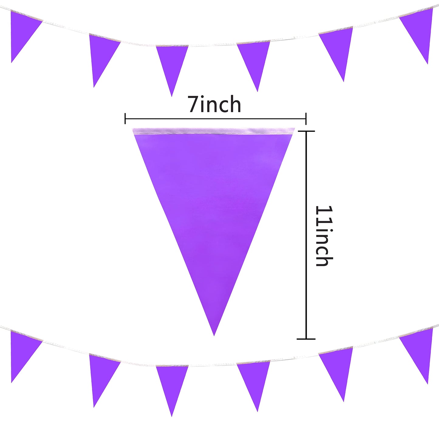 LyButty Purple Pennant Banners - 100 Feet Hanging Triangle Flags, 60 PCS Party Decorations for Birthdays & Carnivals