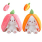 Mukorolee 2Pcs Plush Toy Pillows: Reversible Carrot Strawberry Bunny With Zipper, Easter Stuffed Animal Rabbit Plushie - Cute Birthday Gift For Kids (13.8' Set)