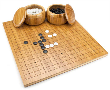 Brybelly Go Set All Natural Bamboo Wood Go Board  Bowls And 361 Bakelite Stones  2-Player - Classic Chinese Strategy Board Game 