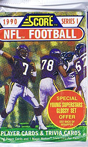 1990 Score Series 1 Nfl Football Trading Cards Wax Pack - 16 Cards Per Single Pack