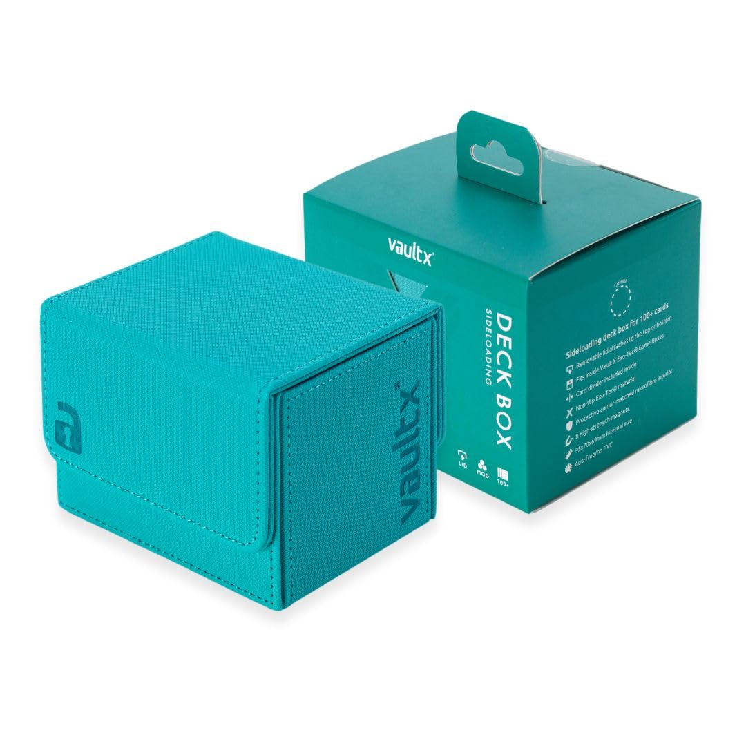 Vault X Trading Card Sideloading Deck Box  100+ sleeved cards  enhanced Exo-Tec Material  Card Holder Storage Box  Detachable Magnetic Lid  for MTG Commander Game  TCG (Teal)