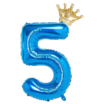 5 Number Balloon Pink 40 Inch Big Foil Crown Helium 5Th Balloons For 5 Year Old Boy Girl Birthday Party Decorations Wedding Anni