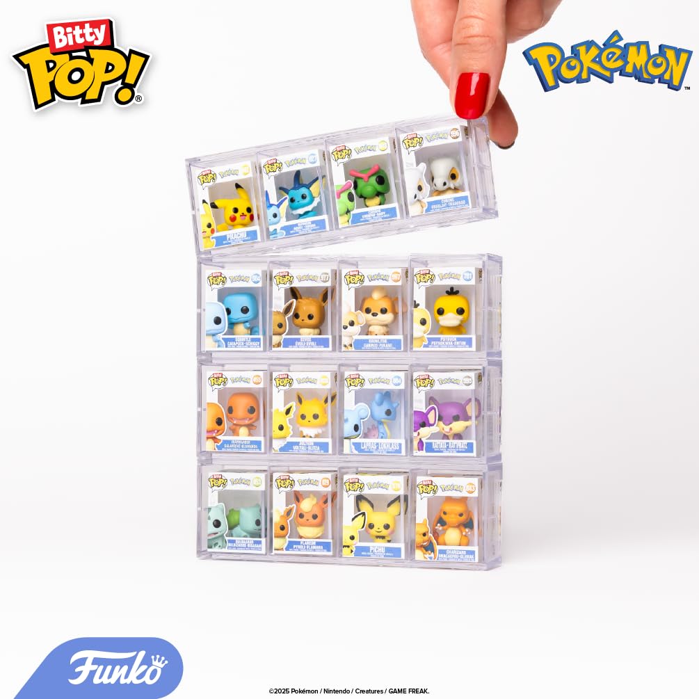 Funko Pop! Bitty: Pokemon - Squirtle, Eevee, Growlithe, and Psyduck - 0.9 Inch (2.2 Cm) Collectable - Stackable Display Shelf In