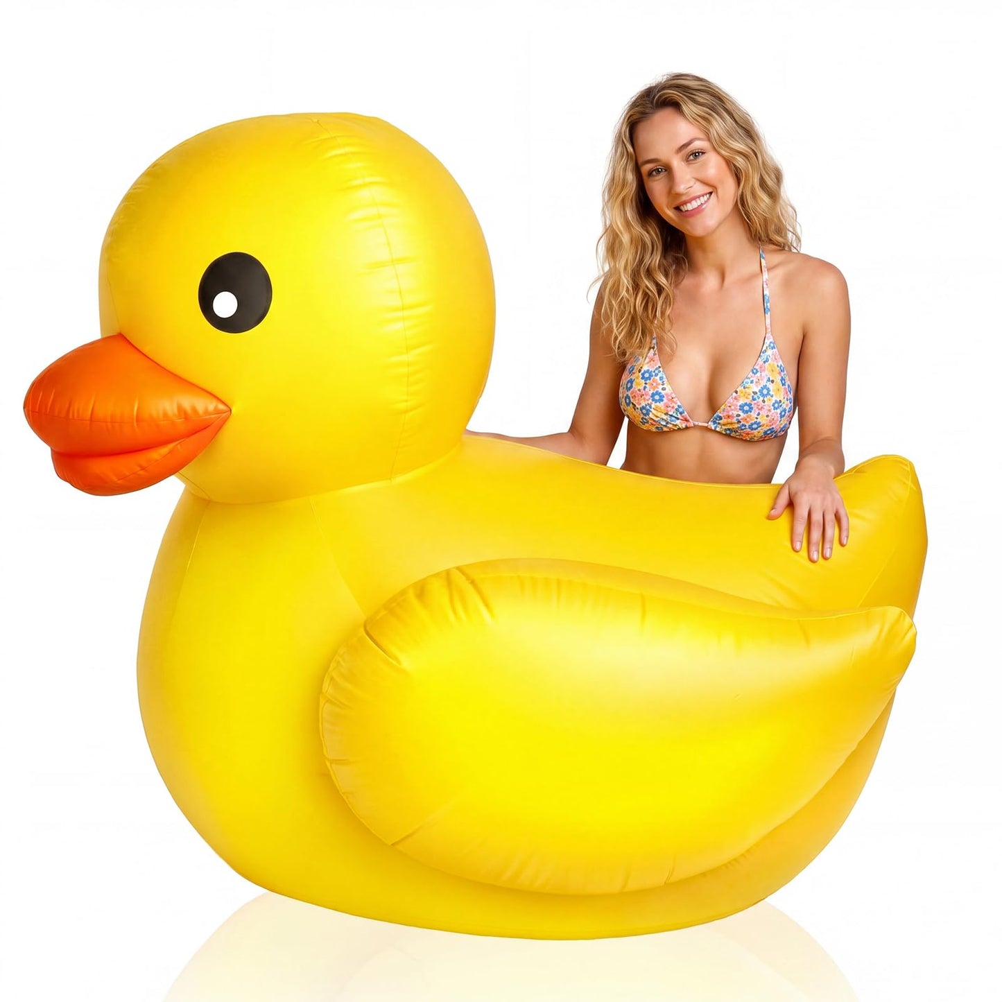 Leyndo 5 Feet Giant Inflatable Duck Huge Rubber Yellow Duck Inflatable Large Blow up Float for Yard Outdoor Summer Beach Swimmin