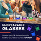 DUNZO - Party Version of Classic Card Game with 4 Unbreakable Glasses - Draw Two  Skip  Reverse  Get Hydrated - Fun Party Game & Funny Gifts - mature-themed Games for Game Night - mature-themed Party Games