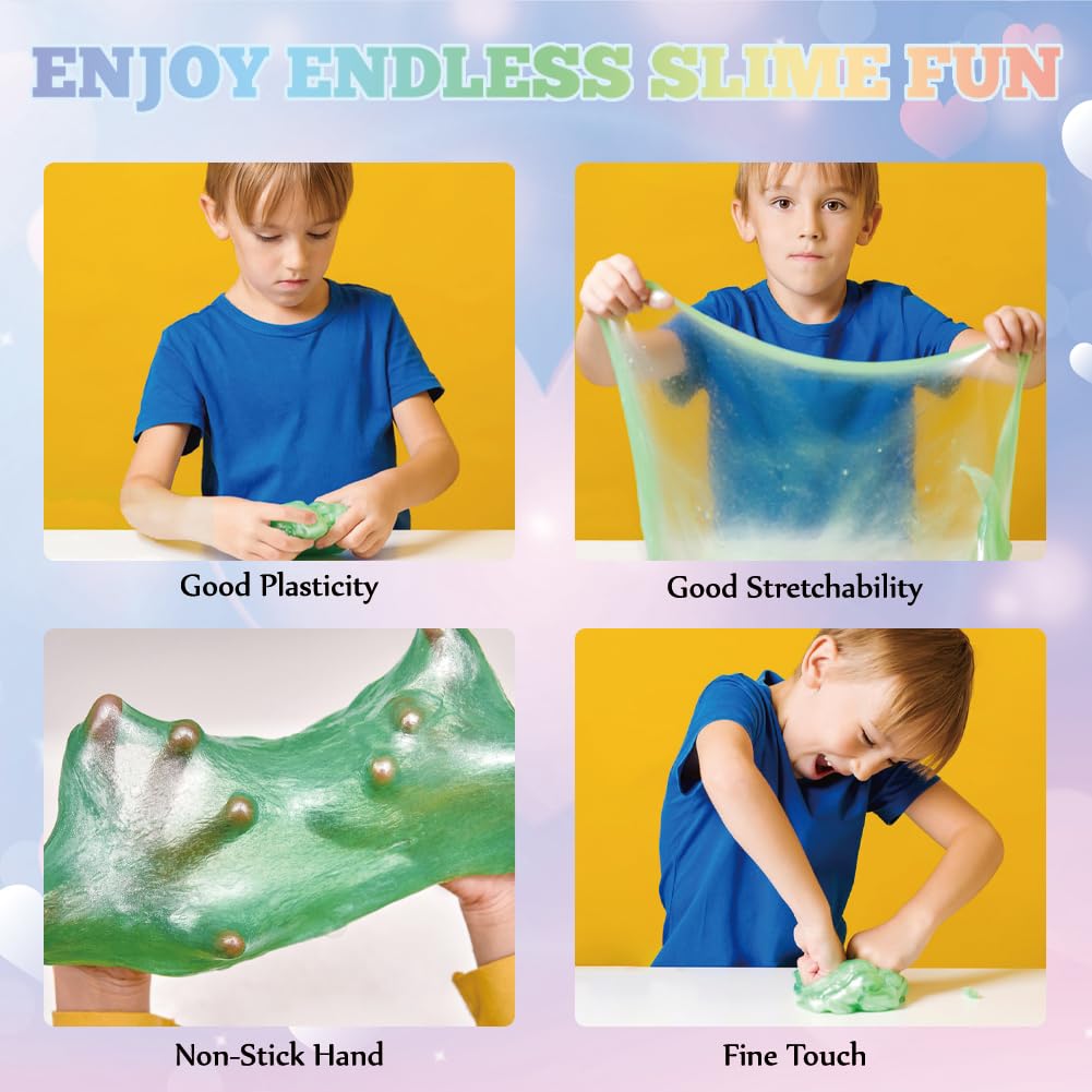 28Pcs Galaxy Slime Set, Heart Slime Stress Relief Fidget Toys For Kids Birthday Diy Favors Easter Basket Stuffers Eggs Filler Cl