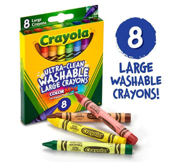 Crayola 523280 Ultra-Clean Washable Crayons, Large, 8 Colors/Box