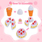Pretend Dessert Food Toys Sets ,Play Food Set for Kids ,Cutting Toys Ice Cream and Cake,Plastic Cupcake, Baking Cookies,Pretend