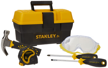Stanley Jr. - Tool Box And 5 Pcs Set Of Tools, Tool Set Ages 5+ (Tbs001-05-Sy), Mixed