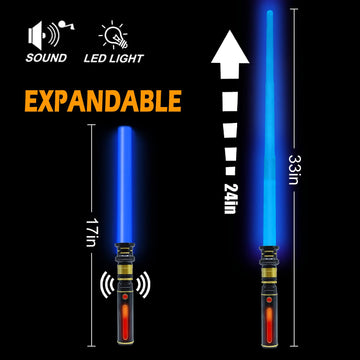 Light Up Saber for Kids, Blue Lightsaber with FX Sound, Expandable Light Swords Set for Galaxy War Fighter Warriors, Halloween D