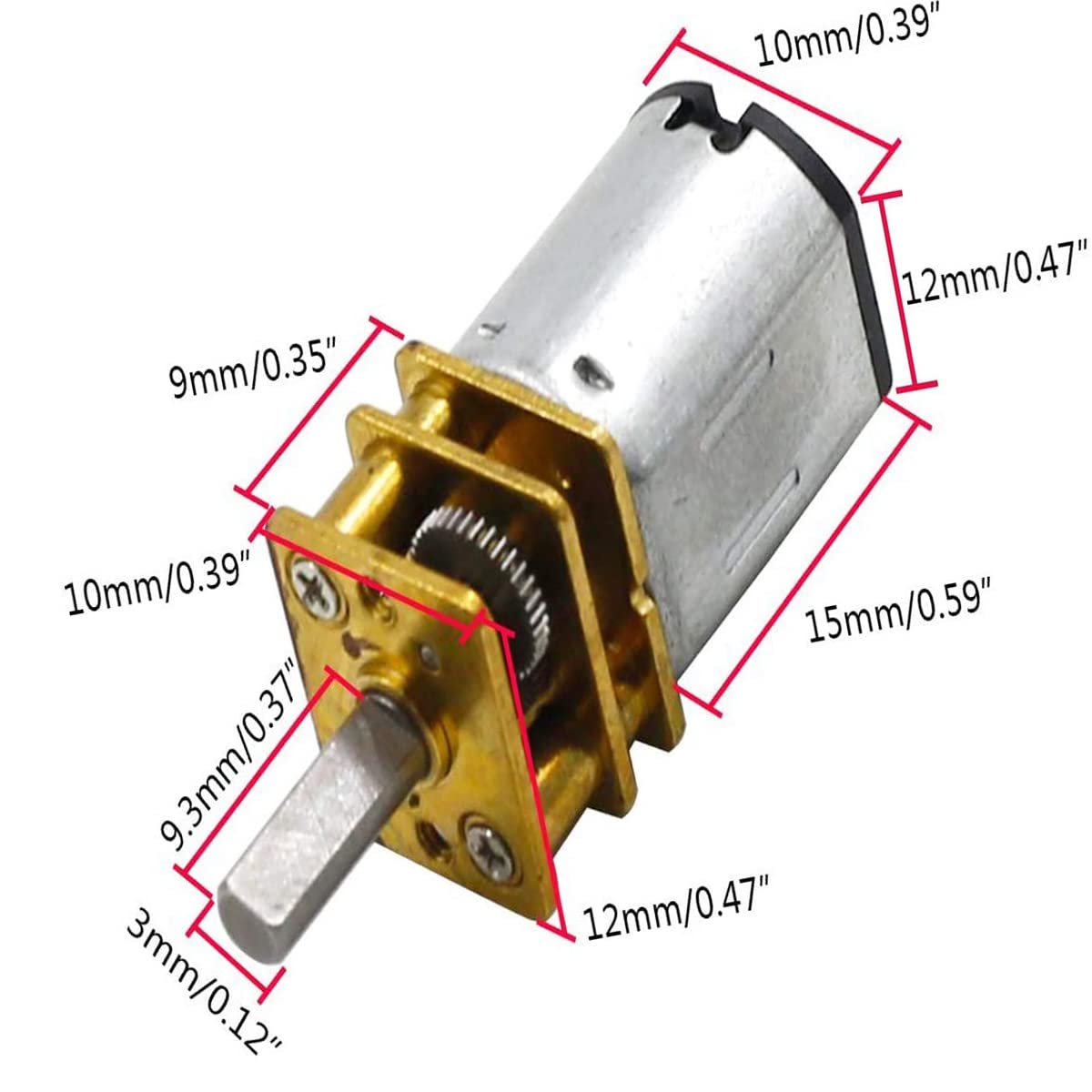 12V 60Rpm Micro Dc Gear Speed Reduction Motor With Full Metal Gearbox Motor Ga12-N20 3Mm Shaft For Robot Models, Rc Cars, Diy To