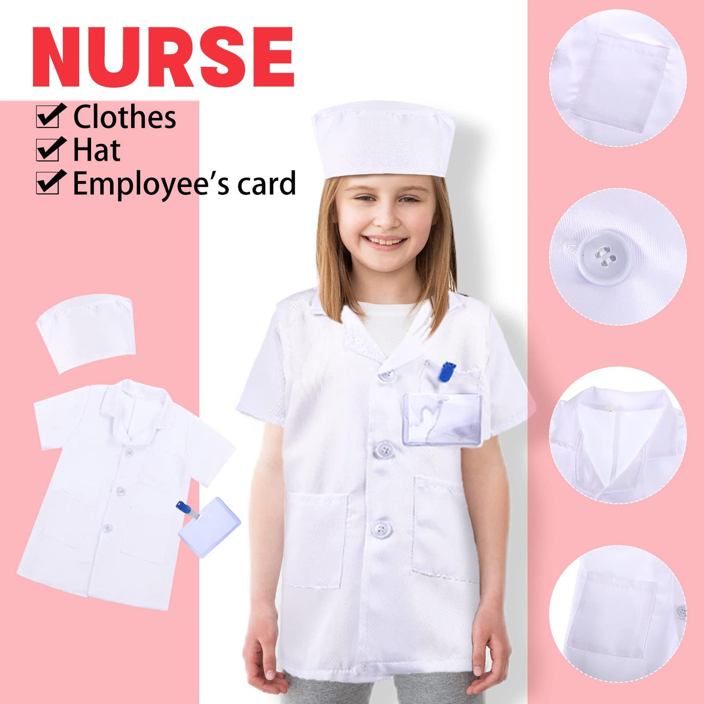 Vicenpal 4 Sets 12 Pcs Pretend Play Kids Costumes Set Christmas Gifts Role Play Costume Dress Costume For Kids Boys Girls (Firem