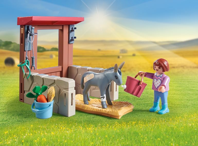 Playmobil Veterinary Donkeys Toy for Kids 4+ | Multicoloured | Model 71471 | Plastic Material | Einheitsgröße