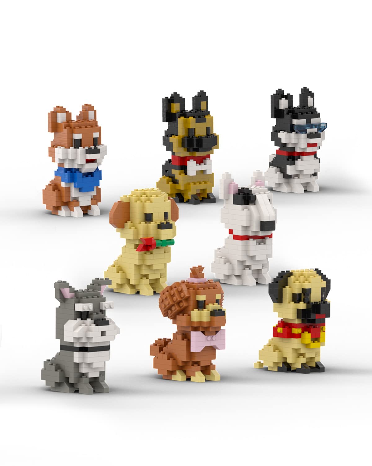 dOvOb Micro Mini Blocks 8 in 1 Dogs Set  1616 Pieces Bricks  3D Puzzle Collection Animal Model Toys as Gift for mature-themed or Kids