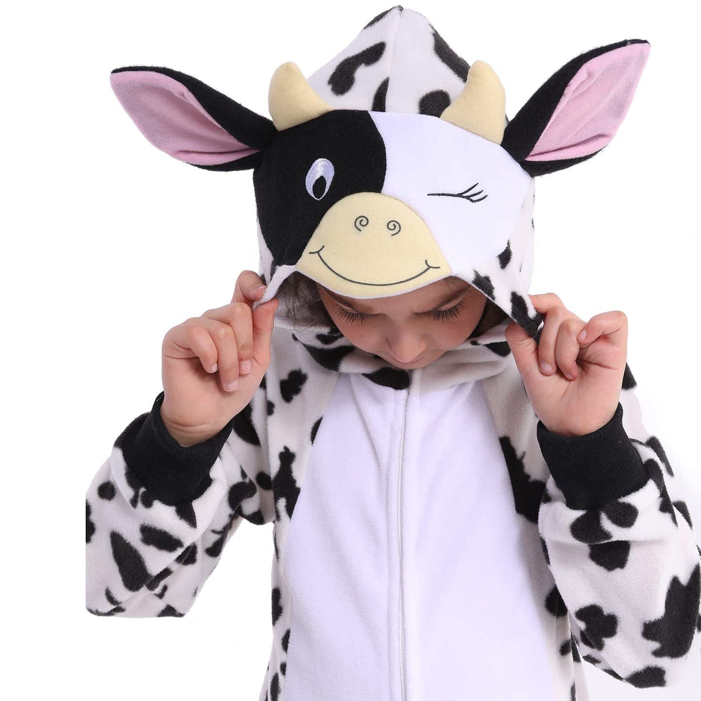 Wizland Kids Cow Costume Cow Onesie For Kids Animal Costume One Piece Cow Costume Unisex Kids Animal Outfit 12-14