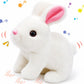 Hopping Walking Rabbits Toy with Sounds, Jumping Rabbit Wiggling Tails, Twitching Mouth and Nose, Educational Interactive Rabbit