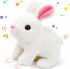 Hopping Walking Rabbits Toy with Sounds, Jumping Rabbit Wiggling Tails, Twitching Mouth and Nose, Educational Interactive Rabbit