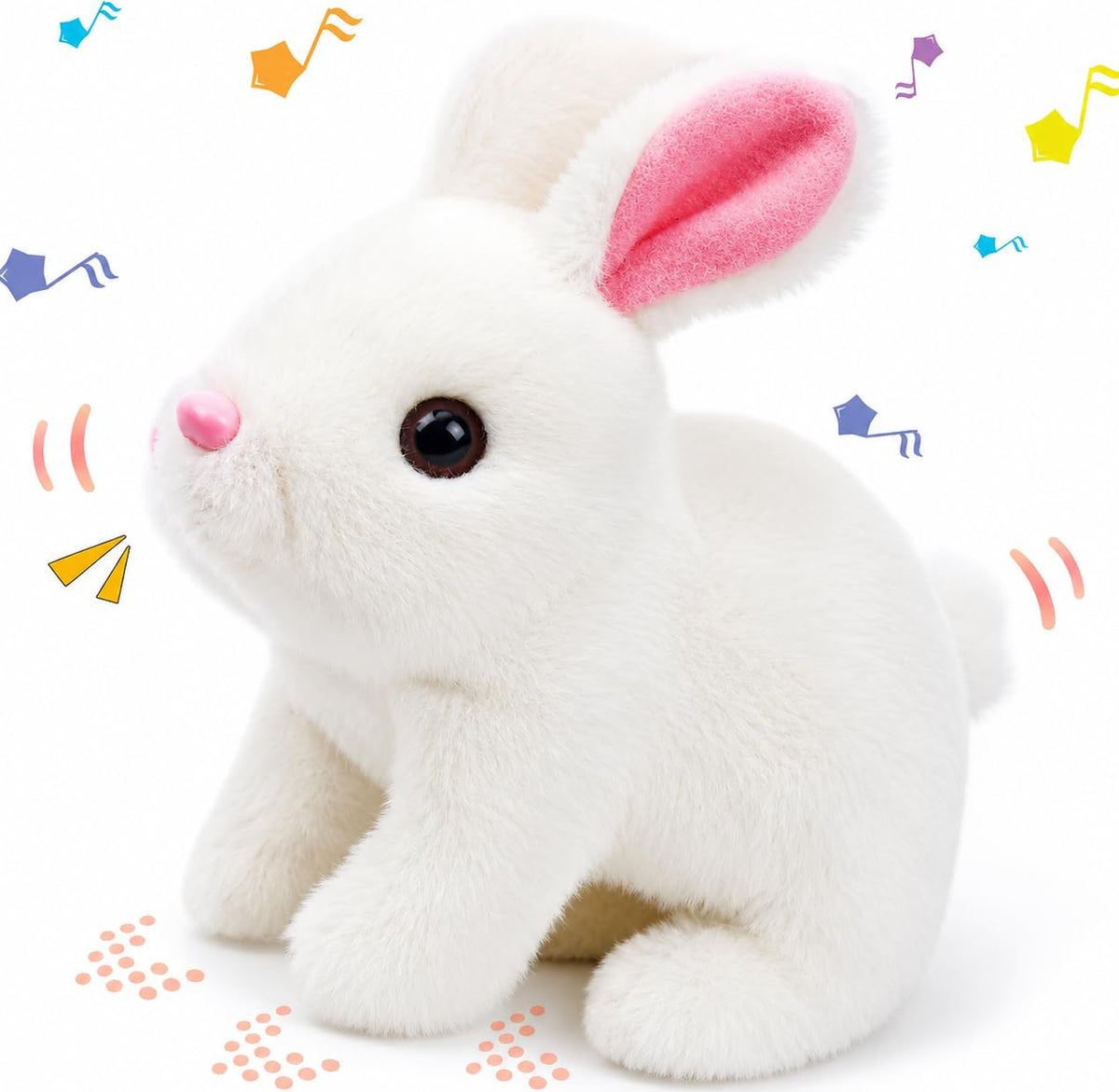 Hopping Walking Rabbits Toy with Sounds, Jumping Rabbit Wiggling Tails, Twitching Mouth and Nose, Educational Interactive Rabbit