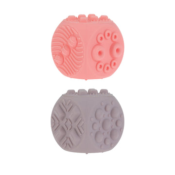 Nuby Silicone Block Poppers - (2-Pack) Interactive Baby Block Toy For Babies 10+ Months - Pink And Purple