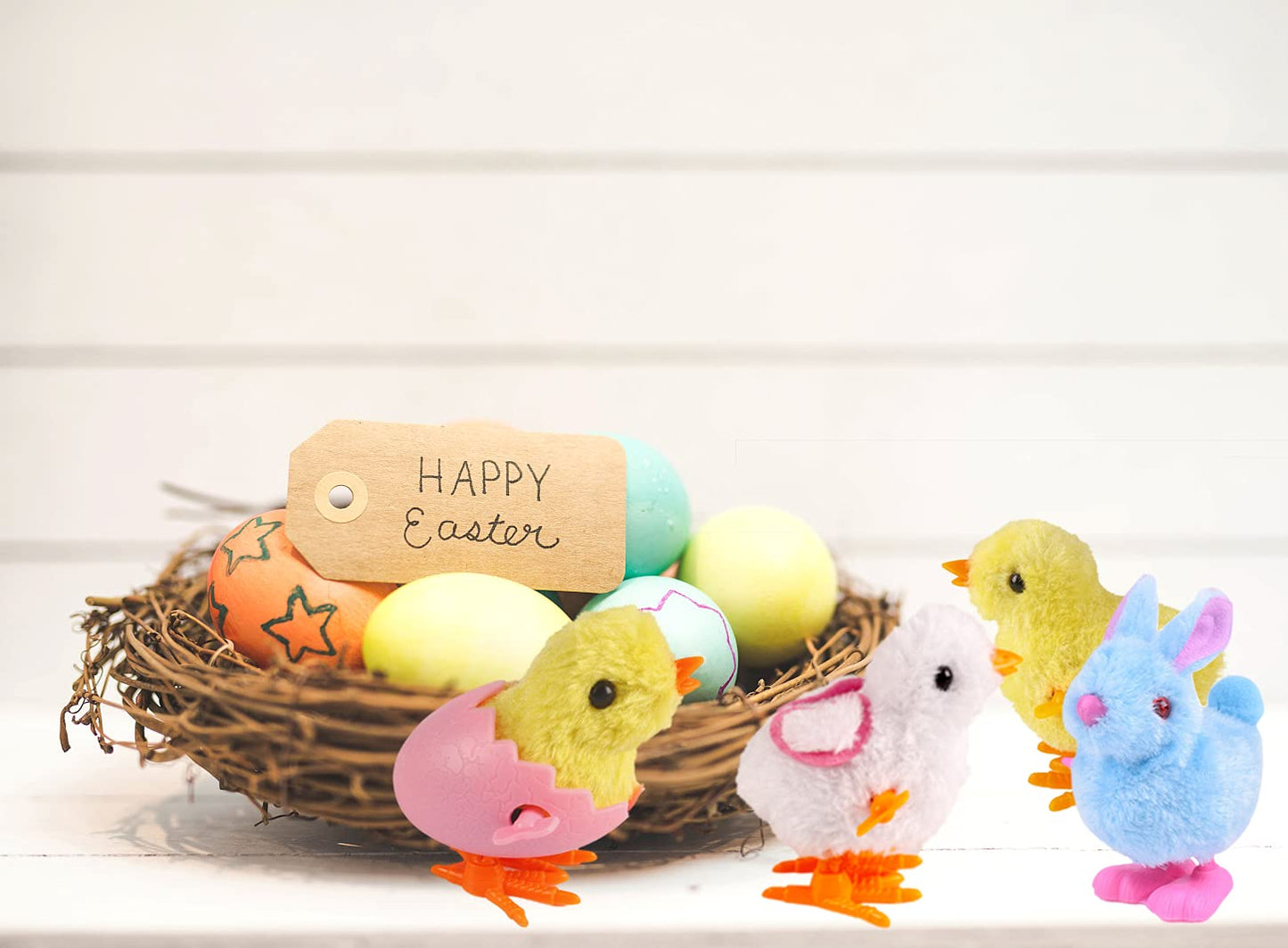 CICITOYWO Bunny and Jumping Chick Wind Up Toys Novelty Chicken Hopping Windup Toy for Kids Toddlers mature-themed Easter Egg Hunt Basket Stocking Stuffers Party Favors Goody Bag Fillers Gifts (Colorful-2)