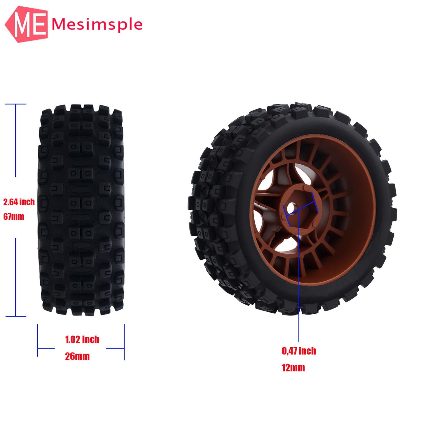 Mesimsple Pre Glued Plastic Wheel And Rubber Tire Ara550114 For 1/18 Typhon Grom Series Upgrade Parts Black